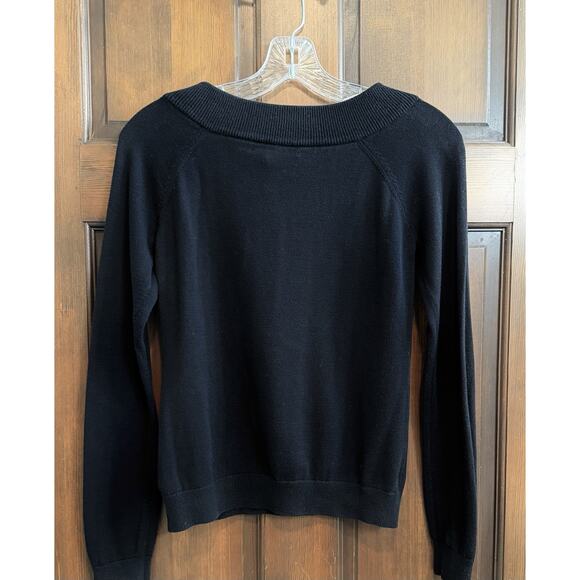 Ralph Lauren Petite LRL | Black 100% Cotton Sweater Boatneck Buckle - size Small - Picture 5 of 6